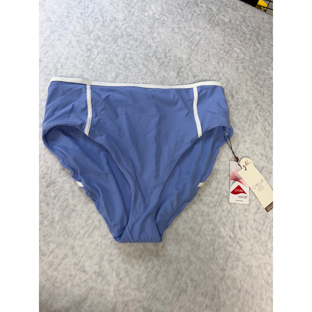 CALIA Women High Rise Tipping‎ Bikini Bottom Sky Breeze Blue XL WSA12488 NWT